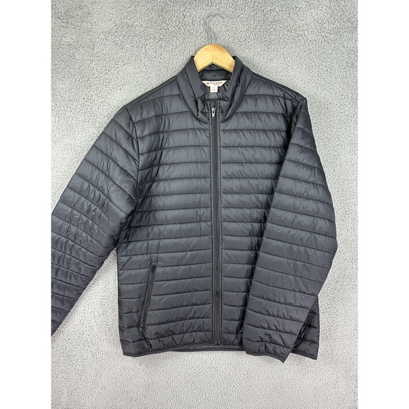 Brooks Brothers Red Fleece Jacket Mens Large Black Lightweight Puffer Full Zip